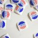 stickers with i voted inscription and flag of usa